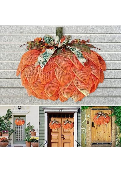 Kabak Çelengi, Sonbahar Çelenk Balkabağı Yay ve Çilek Kabak Çelenk Kapı Dekorasyonları Çuval Bezi Kabak Dekor (Yurt Dışından) modelleri