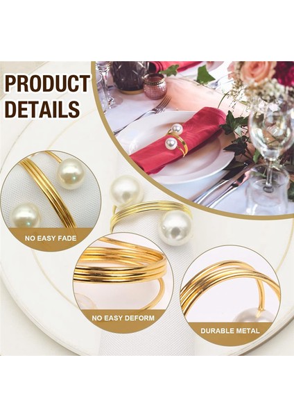 Inci Peçete Yüzükleri Seti 12, Altın Peçete Yüzükleri Tutucu Inci Peçete Tutucu Paskalya Serviette Yüzük Tokalı, Aile Toplantı (Yurt Dışından) fiyatları