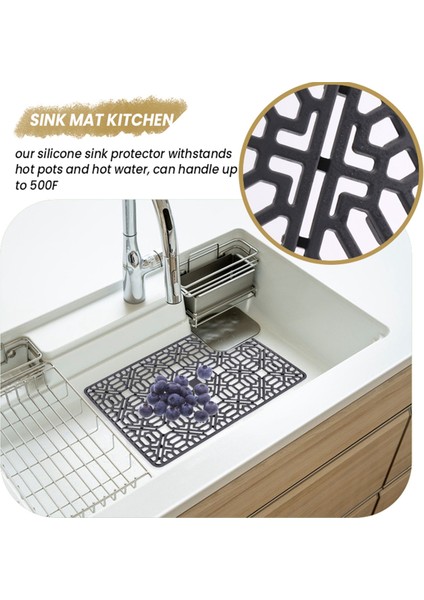 Lavabo Mat Mutfak Lavabo Koruyucu Alt, Paslanmaz Çelik Veya Porselen Kase Lavabosu, Silikon Gri Kaymaz Isı Dayanıklı (Yurt Dışından) indirimleri