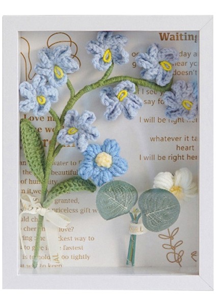 Tığ Işi Yün Çiçek Bitmiş Örgü Buket Fotoğraf Süsleri Kolye Sevgililer Günü Hediye Mavi (Yurt Dışından)