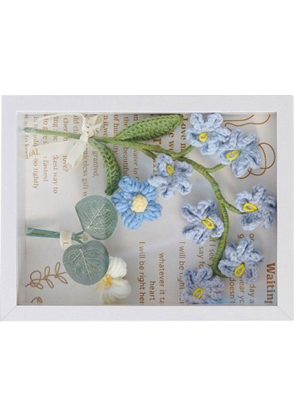 Tığ Işi Yün Çiçek Bitmiş Örgü Buket Fotoğraf Süsleri Kolye Sevgililer Günü Hediye Mavi (Yurt Dışından) fiyatları