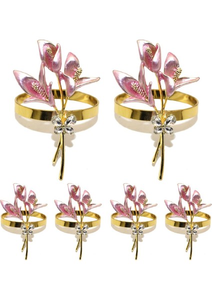 6pcs Altın Zambak Peçete Yüzükleri Metal Peçete Halka Sahipleri Düğün Partisi Tatil Ziyafeti Noel Yemeği, B (Yurt Dışından)