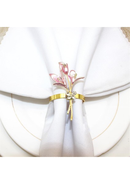 6pcs Altın Zambak Peçete Yüzükleri Metal Peçete Halka Sahipleri Düğün Partisi Tatil Ziyafeti Noel Yemeği, B (Yurt Dışından) modelleri