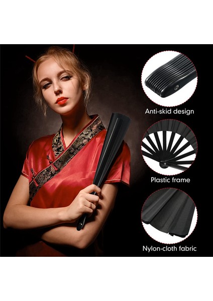 12 Set Kollu Büyük Katlanır Fan Ipek El Fanı Çin Japon Kung Fu Taichi El Fanı Katlanır Dans Pervane (Yurt Dışından) fiyatları