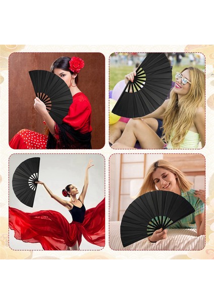 12 Set Kollu Büyük Katlanır Fan Ipek El Fanı Çin Japon Kung Fu Taichi El Fanı Katlanır Dans Pervane (Yurt Dışından) fırsatları