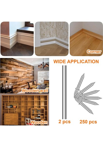 250PCS Süpürme Tahtası Çivileri, Çifte Kafa Süpürme Iplik Dikişsiz Çivi, Tırnaklara Özgü Kılıf Aracı ile Donatılmış (Yurt Dışından) fırsatları