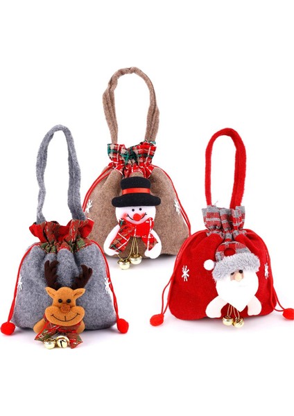 3pcs Noel Arifesi Elma Çantaları, 3 Stil Çizme Noel Çantaları 3D Noel Hediye Çantaları Yeniden Kullanılabilir Hediye Bebek Çantaları (Yurt Dışından)