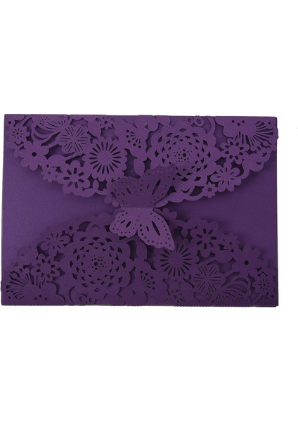 10PCS/SET Hassas Oyma Kelebekler Romantik Düğün Partisi Davetiyesi Düğün Için Davetiyeler ： Mor (Yurt Dışından)
