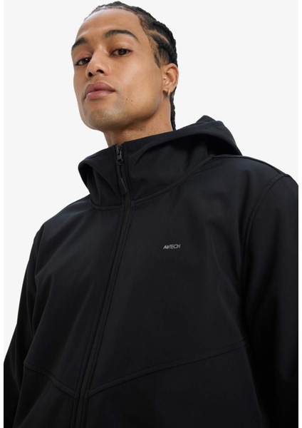 Fit Su İtici Softshell Polar Regular Fit Kapüşonlu Fermuarlı Mevsimlik Baharlık Yağmurluk