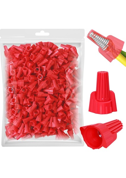 Kırmızı Tel Somunu, Kanatlı Tel Ucu Konnektör Kapağı, Somun 18-8 Awg, HSP13 Tipi Vidalı Terminal Elektrik Kablolarını Bağlamak Için (Yurt Dışından)