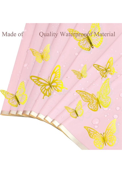 20 Yaprak Altın Kenar Çiçek Ambalaj Kağıdı 48 Adet 3D Altın Kelebek Çıkartmaları, Çiçekçi Buket Dıy Craft (Yurt Dışından) indirimleri