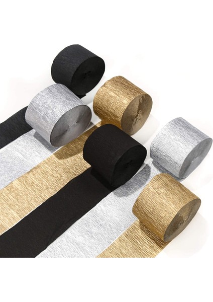 Crepe Paper STREAMERS12 Pcs Altın Flamalar, Gümüş ve Siyah Flamalar Doğum Günü Partisi Düğünü Için Parti Dekorasyonları (Yurt Dışından)