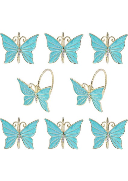 8pcs Çiçek Kelebek Peçete Yüzük Tutucu Paskalya Düğün Partisi Ailesi Toplantı Peçete Papin Kumaş Süsleme Dekorasyonu, B (Yurt Dışından)