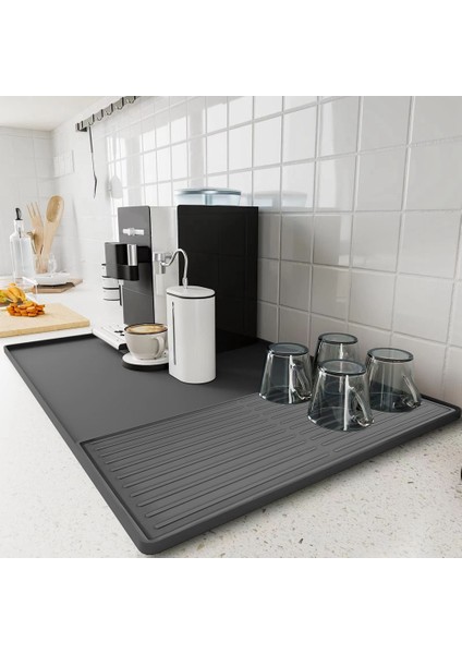 Yükseltilmiş Kenarları Olan Silikon Kahve Paspası, Tezgahlar Için 24 x 16 Inç Kahve Çubuğu Mat, Kahve Çubuğu Aksesuarları Altına Sığar (Yurt Dışından) indirimleri