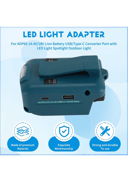 Makita ADP05 14.4V/18V Lion Pil Usb/typ-C Dönüştürücü Bağlantı Noktası Makita Için LED Işık Spot Işığı Açık Işık (Yurt Dışından) fırsatları