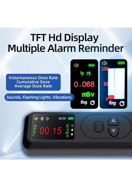 Geiger Sayacı Şarj Edilebilir Nükleer Radyasyon Dedektörü Kişisel Dozimetre Dedektörü Tft Radyoaktif Test Cihaz-Beyaz (Yurt Dışından)