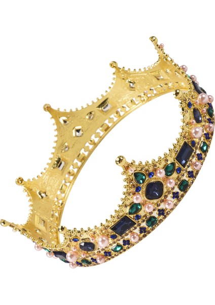 Erkekler Için Altın Kral Taçlar - Barok Vintage Rhinestone Crystal Crown, Tiyatro Balo Partisi Için Erkekler Tam Kral Taç (Yurt Dışından)