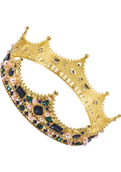 Erkekler Için Altın Kral Taçlar - Barok Vintage Rhinestone Crystal Crown, Tiyatro Balo Partisi Için Erkekler Tam Kral Taç (Yurt Dışından) modelleri