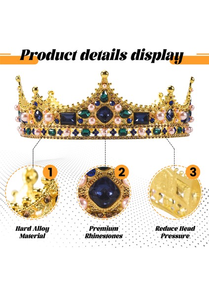 Erkekler Için Altın Kral Taçlar - Barok Vintage Rhinestone Crystal Crown, Tiyatro Balo Partisi Için Erkekler Tam Kral Taç (Yurt Dışından) fırsatları