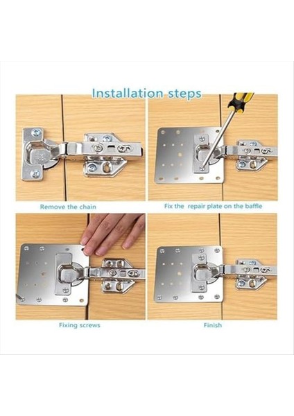 Dolap Menteşe Onarım Plakası Kiti Mutfak Dolap Kapısı Menteşe Montaj Plakası Düzlemeli Düz Sabitleme Brace Braketleri (Yurt Dışından) indirimleri