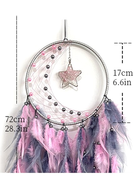 Yatak Odası Için Tüy Rüya Yakalayıcı, Yıldız Kolye ile Rüya Yakalayıcı, Duvar Asma Zanaat Hediyeleri Için Rüya Yakalayıcı Pembe (Yurt Dışından) fırsatları