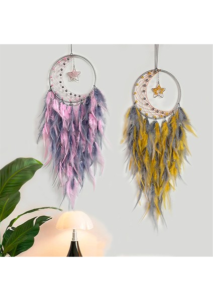 Yatak Odası Için Tüy Rüya Yakalayıcı, Yıldız Kolye ile Rüya Yakalayıcı, Duvar Asma Zanaat Hediyeleri Için Rüya Yakalayıcı Pembe (Yurt Dışından) indirimleri