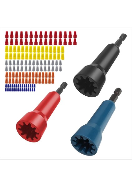 Matkap Için Tel Twister Aracı, Wirenut Twister Tel Somun Çiftlik Kiti, Matkap Için 3 Wirenut Twister + 150PCS Tel Caps (Yurt Dışından)