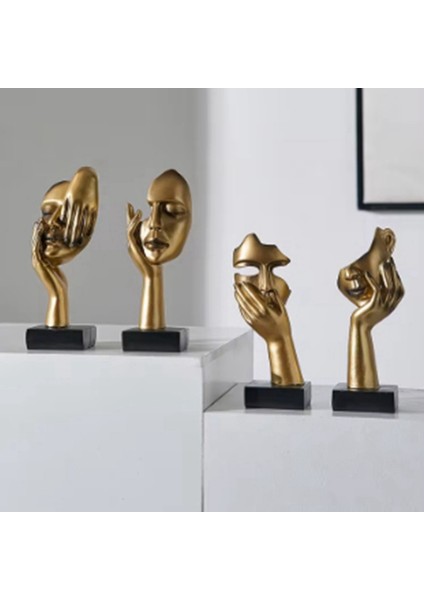 Nordic Statue Soyut Reçine Masaüstü Süsler Heykel Figürinleri Yüz Karakter Sanat El Sanatları Ofisi Ev Dekorasyonu C (Yurt Dışından) indirimleri