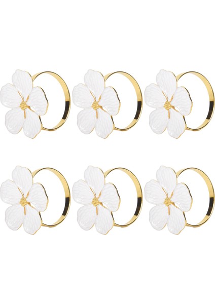 Peçete Yüzükleri Seti 6 Peçete Yüzük Tutucu Beyaz Çiçekler Peçete Tokaları Zarif Peçete Tutucuları Yemek Masa Masası (Yurt Dışından)