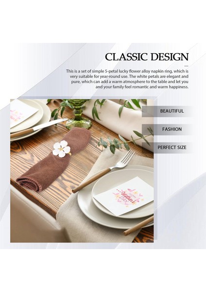 Peçete Yüzükleri Seti 6 Peçete Yüzük Tutucu Beyaz Çiçekler Peçete Tokaları Zarif Peçete Tutucuları Yemek Masa Masası (Yurt Dışından) fiyatları