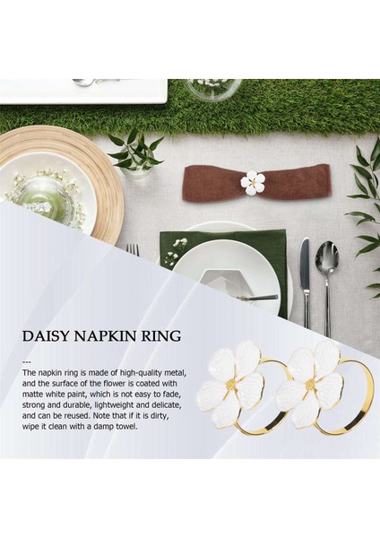 Peçete Yüzükleri Seti 6 Peçete Yüzük Tutucu Beyaz Çiçekler Peçete Tokaları Zarif Peçete Tutucuları Yemek Masa Masası (Yurt Dışından) fırsatları