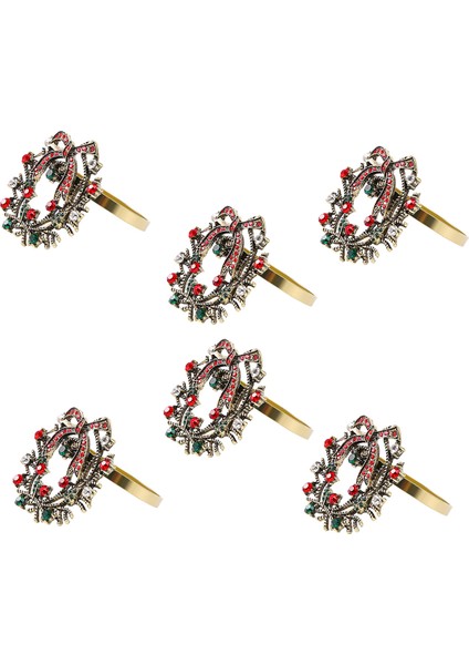 6pcs Noel Çelenk Peçete Yüzükleri Metal Peçete Turbası Peçete Sahibi Peçete Peçete Çemberi Otel Restoranı Düğün Yemek Masa Dekorasyonu (Yurt Dışından) fiyatları
