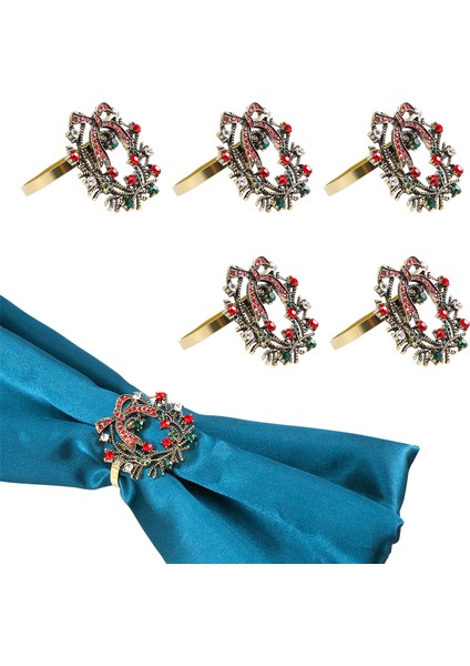 6pcs Noel Çelenk Peçete Yüzükleri Metal Peçete Turbası Peçete Sahibi Peçete Peçete Çemberi Otel Restoranı Düğün Yemek Masa Dekorasyonu (Yurt Dışından) modelleri