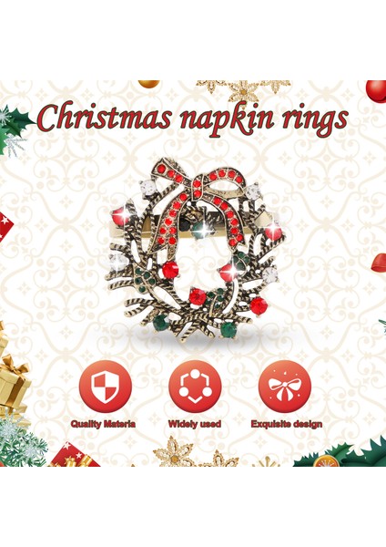 6pcs Noel Çelenk Peçete Yüzükleri Metal Peçete Turbası Peçete Sahibi Peçete Peçete Çemberi Otel Restoranı Düğün Yemek Masa Dekorasyonu (Yurt Dışından) fırsatları