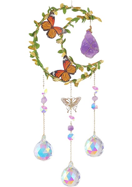 Ametist Ay Kristal Suncatcher Pencere Asma, Iyi Şanslar Kadınlar Için Hediyeler Noel Şükran Günü Doğum Günü Kristal (Yurt Dışından)