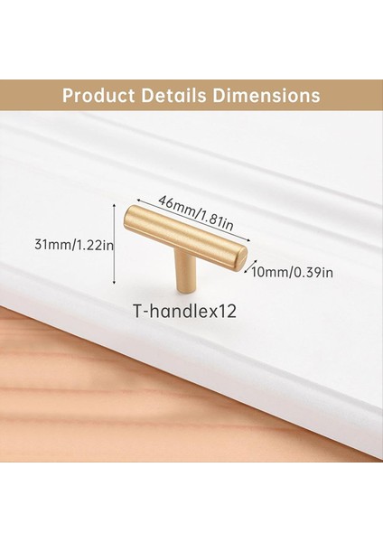 12 Paket Mutfak Dolap Kolları Fırçalanmış Nikel Dolap, Gardıroplar Için Vidalı 46MM T Çubuk Tutamakları Banyo Kapıları (Yurt Dışından) fiyatları