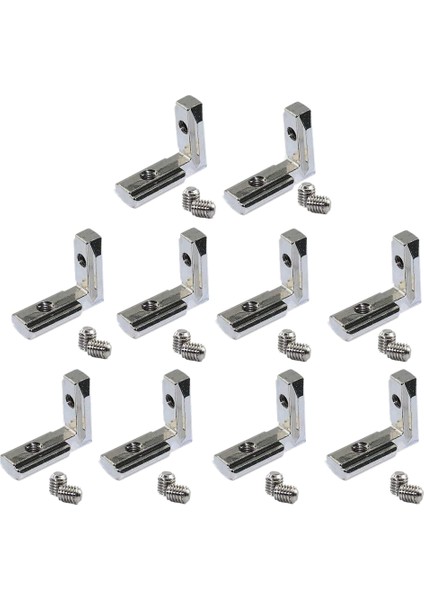 20PCS T Yuva L-Şekilli Iç Kısım Iç Köşe Konnektörü Braketi Alüminyum Ekstrüzyon Profili 2020 Serisi Slot 6mm (Yurt Dışından)