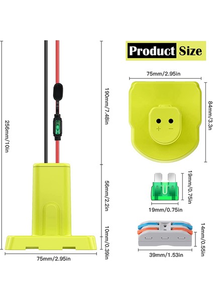 Ryobi 18V Pil Adaptör Güç Tekerlekleri Için 2 Pack Güç Tekerlek Adaptörü Sigortalar ve 12AWG Tel Terminalleri ile Pil Dönüşümü (Yurt Dışından) fiyatları
