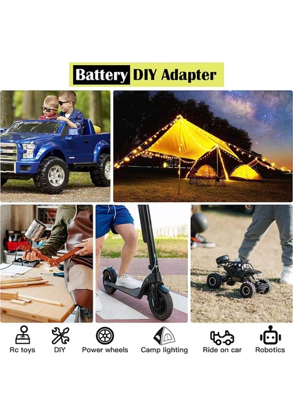 Ryobi 18V Pil Adaptör Güç Tekerlekleri Için 2 Pack Güç Tekerlek Adaptörü Sigortalar ve 12AWG Tel Terminalleri ile Pil Dönüşümü (Yurt Dışından) fırsatları