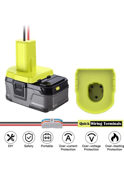 Ryobi 18V Pil Adaptör Güç Tekerlekleri Için 2 Pack Güç Tekerlek Adaptörü Sigortalar ve 12AWG Tel Terminalleri ile Pil Dönüşümü (Yurt Dışından) indirimleri