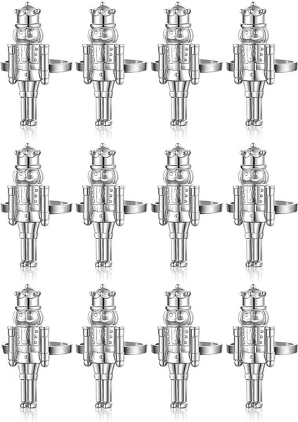 Noel Fındıkkıran Peçete Yüzük Seti 12, Peçete Yüzükleri Noel Dekorasyonu Için Metal Peçete Tutucuları (Gümüş) (Yurt Dışından)