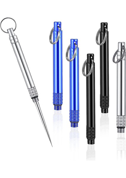 6 Adet Metal Titanyum Kürdan, Paslanmaz Çelik Kürdan Tutucusu ile Taşınabilir Yeniden Kullanılabilir Cep Diş Kabı (Yurt Dışından)