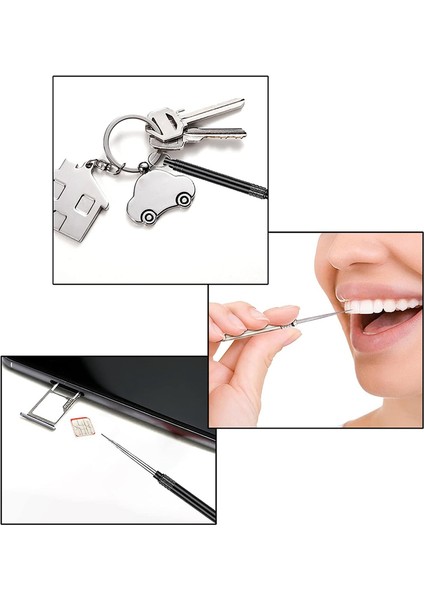 6 Adet Metal Titanyum Kürdan, Paslanmaz Çelik Kürdan Tutucusu ile Taşınabilir Yeniden Kullanılabilir Cep Diş Kabı (Yurt Dışından) fiyatları