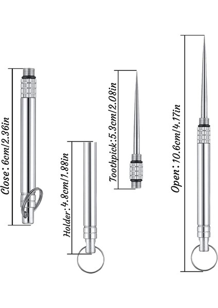 6 Adet Metal Titanyum Kürdan, Paslanmaz Çelik Kürdan Tutucusu ile Taşınabilir Yeniden Kullanılabilir Cep Diş Kabı (Yurt Dışından) modelleri