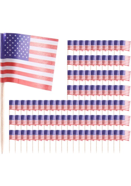 100 Amerikan Bayrağı Kürdan Parti Cupcake Dekorasyon Sandviç Mini Yemek Seçimleri (Yurt Dışından)