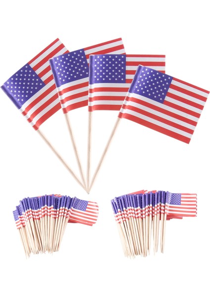 100 Amerikan Bayrağı Kürdan Parti Cupcake Dekorasyon Sandviç Mini Yemek Seçimleri (Yurt Dışından) fiyatları