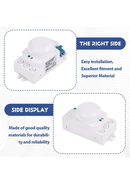 5.8ghz Hf Sistem LED Mikrodalga 360 Derece Hareket Sensörü Işık Anahtarı Gövde Hareket Dedektörü, Beyaz (Yurt Dışından) indirimleri