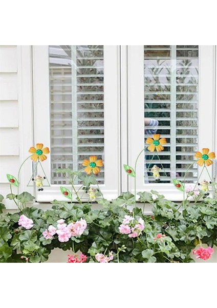 Demir Bahçe Çiçekleri 6 Pcs Dekoratif Demir Bitki Bahisleri 10.6 Inç Süs Bahçesi, Sevimli Hayvanlarla Salıncaklarda (Yurt Dışından)