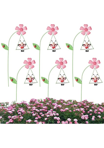 Demir Bahçe Çiçekleri 6 Pcs Dekoratif Demir Bitki Bahisleri 10.6 Inç Süs Bahçesi, Sevimli Hayvanlarla Salıncaklarda (Yurt Dışından) modelleri