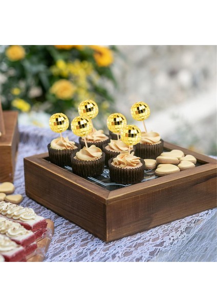 24 Adet Disko Top Cupcake Toppers Disko Top Cupcake Seçer Yansıtıcı Ayna Top Kek Toppers Disko Süslemeleri Altın (Yurt Dışından) modelleri